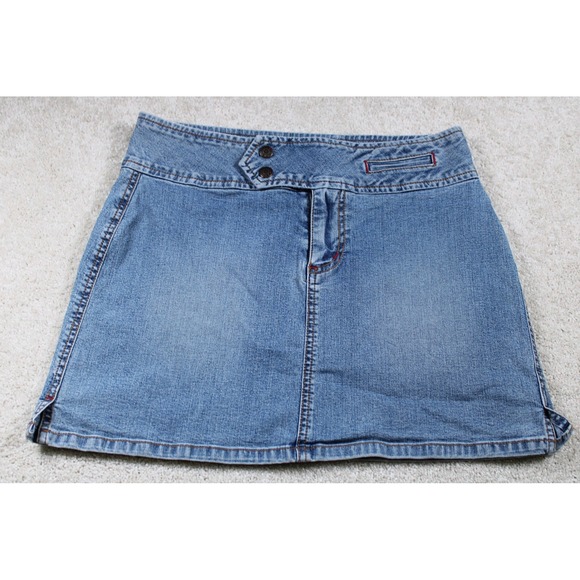 Vintage Guess Jeans Skirt Womens 30 Blue Stretch Denim Mini Y2K USA Pockets 90s - Picture 1 of 10